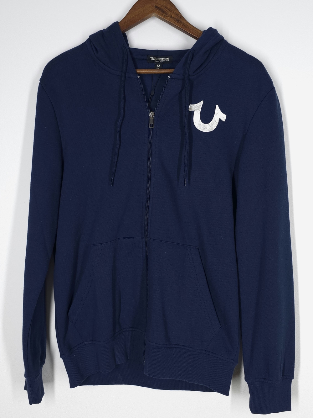 True Religion Navy Buddha Graphic Full Zip Hoodie Size Small NWT